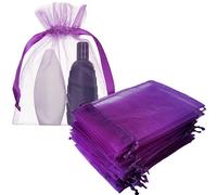 Dkrsyz 50 bolsas de organza de regalo con cordón morado de 5 x 7 pulgadas para baby shower, Navidad, cumpleaños, recuerdo de fiesta, boda, graduación, Pascua, bolsa decorativa brillante para joyas,