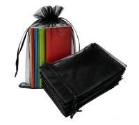 Dkrsyz Juego de 50 bolsas de organza de regalo con cordón negro de 4 x 6 pulgadas para baby shower, Navidad, cumpleaños, recuerdo de fiesta, boda, graduación, fiesta nupcial, bolsa de tela de malla