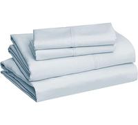 DKS BEDDING Sábanas de algodón egipcio 100% - Juego de sábanas de 600 hilos, 4 piezas, 100% algodón puro y cómodo, juego de sábanas, ajuste fácil, transpirable y refrescante, azul claro queen