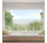 dktie Película de privacidad de vinilo esmerilado para ventana, sin pegamento, película extraíble floral estática, para cocina, baño, habitación de los niños, 44,5 x 200 cm