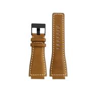 DKWOIS Compatible con Bell & Ross B&R BR-01 BR-03 Correa de cuero Correas de reloj Pulsera for hombre Correa de muñeca Pulsera 34 * 24 mm Convexa(Khaki-black buckle)