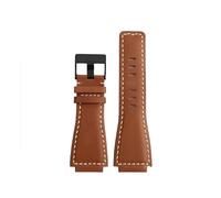 DKWOIS Compatible con Bell & Ross B&R BR-01 BR-03 Correa de cuero Correas de reloj Pulsera for hombre Correa de muñeca Pulsera 34 * 24 mm Convexa(Brown-black buckle)