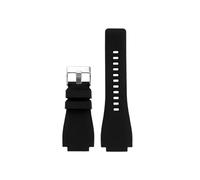 DKWOIS Compatible con Bell & Ross B&R BR-01 BR-03 Correa de cuero Correas de reloj Pulsera for hombre Correa de muñeca Pulsera 34 * 24 mm Convexa(B Black silicone SK)