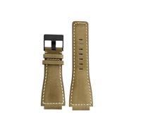 DKWOIS Compatible con Bell & Ross B&R BR-01 BR-03 Correa de cuero Correas de reloj Pulsera for hombre Correa de muñeca Pulsera 34 * 24 mm Convexa(Olive green black)