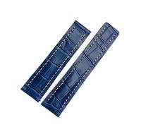 DKWOIS Compatible con correa de reloj Breitling Avenger/Navitimer Premier de cuero genuino for hombre, hebilla plegable, correa suave de 22 mm y 24 mm.(B blue no clasp,24mm)