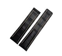 DKWOIS Compatible con correa de reloj Breitling Avenger/Navitimer Premier de cuero genuino for hombre, hebilla plegable, correa suave de 22 mm y 24 mm.(B Black no clasp,24mm)