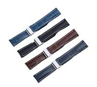 DKWOIS Compatible con correa de reloj Breitling Avenger/Navitimer Premier de cuero genuino for hombre, hebilla plegable, correa suave de 22 mm y 24 mm.(A orange steel,22mm)