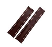 DKWOIS Compatible con correa de reloj Breitling Avenger/Navitimer Premier de cuero genuino for hombre, hebilla plegable, correa suave de 22 mm y 24 mm.(A brown no clasp,24mm)