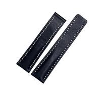 DKWOIS Compatible con correa de reloj Breitling Avenger/Navitimer Premier de cuero genuino for hombre, hebilla plegable, correa suave de 22 mm y 24 mm.(A blue no clasp,22mm)