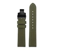 DKWOIS Compatible con correa de reloj de cuero y nailon Breitling Seawolf Blackbird Avenger Tudor Black Shield correa de lona for reloj de 20, 22 y 24 mm for hombre(Green black Folding,20mm)