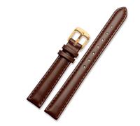 DKWOIS Compatible con Garmin New Watch Lily2 Correa de cuero Correa de reloj inteligente Lily 2 for mujer Correa de cuero de repuesto Correa de piel de vaca for mujer 14 mm(Brown-gold)