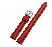 DKWOIS Compatible con Garmin New Watch Lily2 Correa de cuero Correa de reloj inteligente Lily 2 for mujer Correa de cuero de repuesto Correa de piel de vaca for mujer 14 mm(Red-silver)