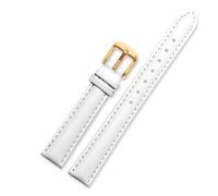 DKWOIS Compatible con Garmin New Watch Lily2 Correa de cuero Correa de reloj inteligente Lily 2 for mujer Correa de cuero de repuesto Correa de piel de vaca for mujer 14 mm(White-gold)