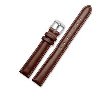 DKWOIS Compatible con Garmin New Watch Lily2 Correa de cuero Correa de reloj inteligente Lily 2 for mujer Correa de cuero de repuesto Correa de piel de vaca for mujer 14 mm(Brown-silver)
