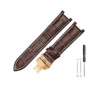 DKWOIS Compatible con Gucci Hombres Mujeres Guess Interfaz cóncava Cuero genuino Hebilla de mariposa de acero sólido Ya133309 Correa de reloj de piel de vaca de 2022 mm(Brown white-GD-B1,22x13mm)