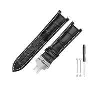 DKWOIS Compatible con Gucci Hombres Mujeres Guess Interfaz cóncava Cuero genuino Hebilla de mariposa de acero sólido Ya133309 Correa de reloj de piel de vaca de 2022 mm(Black white-ST-B1,22x13mm)