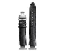 DKWOIS Compatible con la correa de reloj LV for Louis Vuitton Tambour Series Mouth 10 Correa de reloj de 12 mm for hombres y mujeres Q114k Q1121 Correa de reloj de cuero(Black white silverB,21.12mm)