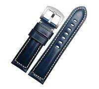 DKWOIS Compatible con Panerai Citizen Fossil Breitling Hamilton Correa de reloj de cuero de vaca Correa de reloj vintage for hombre 22 mm 24 mm 26 mm(Blue silver B,26mm)