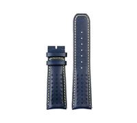 DKWOIS Compatible con reloj CITIZEN Blue Angel Men Radio Wave AT8020-54L/8020-03L/JY8078 Correa de reloj de cuero genuino con extremo curvo 22 23(Blue yellow no clasp,22mm)