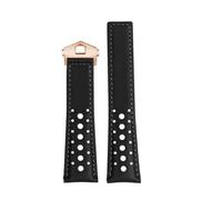 DKWOIS Compatible con TAG Heuer Monaco Watchband CAW211M 211P CAW211R 211T Correa de cuero transpirable de 22 mm Correa de muñeca con hebilla plegable for hombre(18 Black gray RG)