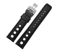 DKWOIS Correa de cuero de 20 mm compatible con Tissot Sports Racing Series PRS516 T91 1853 Correa de reloj for hombre con cierre de mariposa Cinturón de piel de vaca suave(Black-black,Black buckle)
