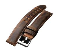 DKWOIS Correa de cuero de vaca con capa de cabeza hecha a mano, pulsera de cuero de alta gama for hombre, estilo Retro, 18, 19, 20, 21 y 22MM, marrón, Vintage(20mm)
