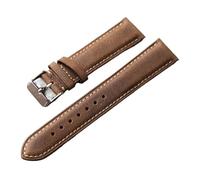 DKWOIS Correa de cuero de vaca hecha a mano for hombre, pulsera suave de 18, 19, 20, 21 y 22MM, color negro y marrón, correa de reloj de estilo Vintage(Brown rose gold,22mm)