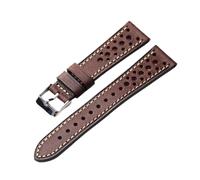 DKWOIS Correa de piel de vaca italiana Pueblo hecha a mano, diseño ventilado, pulsera ultrafina for hombre, 18, 20, 21, 22MM, verde, marrón y gris(Maroon,19mm)