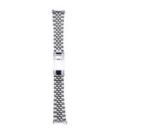 DKWOIS Correa de reloj con eslabones de tornillo sólido con extremo curvado hueco plateado de 19 mm, correa Jubilee compatible con Seiko 5 SNXS73K1 SNXS75 SNXS77 SNXS79K1 SNX79J1