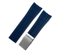 DKWOIS Correa de reloj con extremo curvo de 22 mm y 23 mm compatible con Mido M005430A M005614A, correa de goma for Citizen Blue Angel, correa de silicona(Blue silver buckle,23mm)