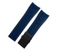 DKWOIS Correa de reloj con extremo curvo de 22 mm y 23 mm compatible con Mido M005430A M005614A, correa de goma for Citizen Blue Angel, correa de silicona(Blue black buckle,23mm)