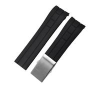 DKWOIS Correa de reloj con extremo curvo de 22 mm y 23 mm compatible con Mido M005430A M005614A, correa de goma for Citizen Blue Angel, correa de silicona(Black silver buckle,23mm)