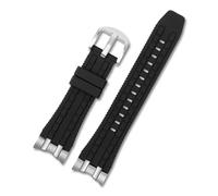 DKWOIS Correa de reloj de caucho con extremo curvo Compatible con Citizen Radio JY8051-08E JY8051-59 Eagle In The Air Green Hawk Watch Band 24 mm Correa de reloj for hombre(Black-steel buckle)