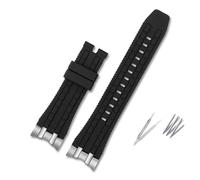 DKWOIS Correa de reloj de caucho con extremo curvo Compatible con Citizen Radio JY8051-08E JY8051-59 Eagle In The Air Green Hawk Watch Band 24 mm Correa de reloj for hombre(Black-no buckle)