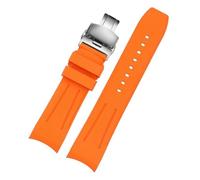 DKWOIS Correa de reloj de caucho fluorado curvada de 22 mm compatible con Mido New Multifort TV Series M049.526, correa de reloj de caucho suave for hombre.(Orange silver)