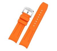 DKWOIS Correa de reloj de caucho fluorado curvada de 22 mm compatible con Mido New Multifort TV Series M049.526, correa de reloj de caucho suave for hombre.(Orange silver pin)