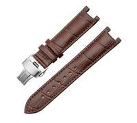 DKWOIS Correa de reloj de cuero compatible con GC Guess Watch Strap Butterfly Buckle Bracelet 20 * 11mm 22 * 13mm Correa de piel de vaca for hombres y mujeres(Brown silver,22-13mm)