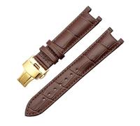 DKWOIS Correa de reloj de cuero compatible con GC Guess Watch Strap Butterfly Buckle Bracelet 20 * 11mm 22 * 13mm Correa de piel de vaca for hombres y mujeres(Brown gold,22-13mm)