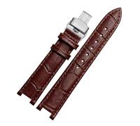 DKWOIS Correa de reloj de cuero compatible con MK Mk2277 2425 Correa de reloj con muesca de mesa Correa de reloj for mujer Michael Kors Mike Coles Correa de reloj(Brown silver buckle,20x12mm)