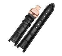 DKWOIS Correa de reloj de cuero compatible con MK Mk2277 2425 Correa de reloj con muesca de mesa Correa de reloj for mujer Michael Kors Mike Coles Correa de reloj(Black rose buckle,20x12mm)