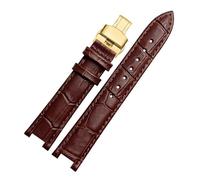 DKWOIS Correa de reloj de cuero compatible con MK Mk2277 2425 Correa de reloj con muesca de mesa Correa de reloj for mujer Michael Kors Mike Coles Correa de reloj(Brown gold buckle,20x12mm)