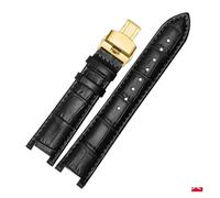DKWOIS Correa de reloj de cuero compatible con MK Mk2277 2425 Correa de reloj con muesca de mesa Correa de reloj for mujer Michael Kors Mike Coles Correa de reloj(Black gold buckle,20x12mm)