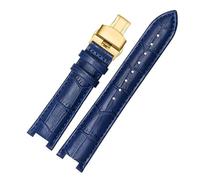 DKWOIS Correa de reloj de cuero compatible con MK Mk2277 2425 Correa de reloj con muesca de mesa Correa de reloj for mujer Michael Kors Mike Coles Correa de reloj(Royal blue gold,18x9mm)