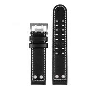 DKWOIS Correa de reloj de cuero con clavos de 20 mm y 22 mm compatible con la serie Hamilton Khaki H77616533 H70615733 Correa de reloj for hombre(B Black white-silver,22mm)
