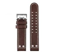DKWOIS Correa de reloj de cuero con clavos de 20 mm y 22 mm compatible con la serie Hamilton Khaki H77616533 H70615733 Correa de reloj for hombre(B Brown white-silver,20mm)