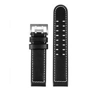 DKWOIS Correa de reloj de cuero con clavos de 20 mm y 22 mm compatible con la serie Hamilton Khaki H77616533 H70615733 Correa de reloj for hombre(A Black white-silver,22mm)