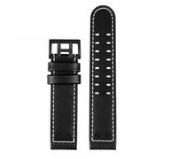DKWOIS Correa de reloj de cuero con clavos de 20 mm y 22 mm compatible con la serie Hamilton Khaki H77616533 H70615733 Correa de reloj for hombre(B Black white-black,20mm)