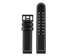 DKWOIS Correa de reloj de cuero con clavos de 20 mm y 22 mm compatible con la serie Hamilton Khaki H77616533 H70615733 Correa de reloj for hombre(A Black white-black,20mm)