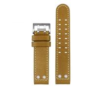 DKWOIS Correa de reloj de cuero con clavos de 20 mm y 22 mm compatible con la serie Hamilton Khaki H77616533 H70615733 Correa de reloj for hombre(B Khaki 1-silver,20mm)