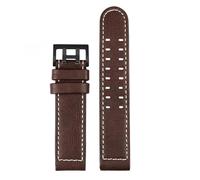 DKWOIS Correa de reloj de cuero con clavos de 20 mm y 22 mm compatible con la serie Hamilton Khaki H77616533 H70615733 Correa de reloj for hombre(B Brown white-black,20mm)